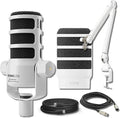 Rode PodMic USB and XLR Dynamic Broadcast Microphone (White) with Rode PSA1+ (White) Microphone Boom Arm and XLR Cable
