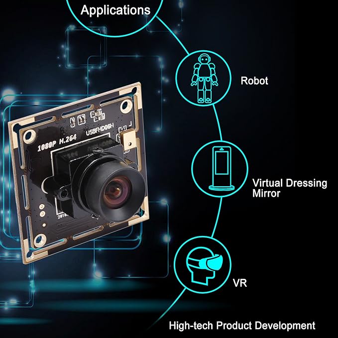ELP Sony IMX323 Sensor Mini Low Light Wide Angle USB Camera Module with 100degree No Distortion Lens HD 1080P 0.01Lux USB2.0 Video Webcam Board UVC H.264 PC Camera for Computer Laptop
