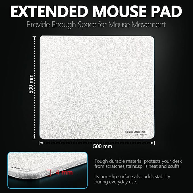 X-Raypad Aqua Control 2 Gaming Mouse Pad Ultra-High Precision Mouse Pad with Perfect Speed and Control Capability Consistent X and Y Glide Designed for Fps Players with Low DPI Requirements