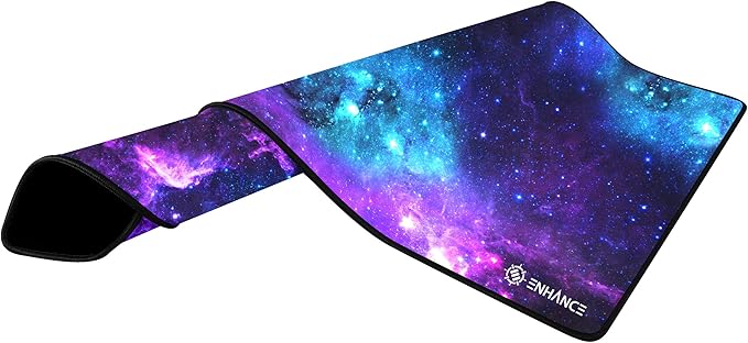 ENHANCE Extended Gaming Mouse Pad XL Mouse Mat Desk Accessories - Anti-Fray Stitching and Low-Friction Tracking Surface Non-Slip Backing for Professional eSports - Dimensions: 80 x 32.5 cm - Galaxy