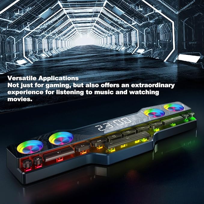 Computer Speakers for PC Desktop RGB Gaming PC Sound Bar with Keyboard Shaped Switch Buttons SupportsAUX CableMemory CardUSB Drive Playbacks