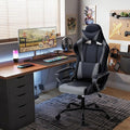 Ergonomic PU Leather Computer ChairHome Office Desk Chair with Adjustable Lumbar SupportExecutive High Back 360°Swivel Rolling Gaming Chairs for Adults(Grey)