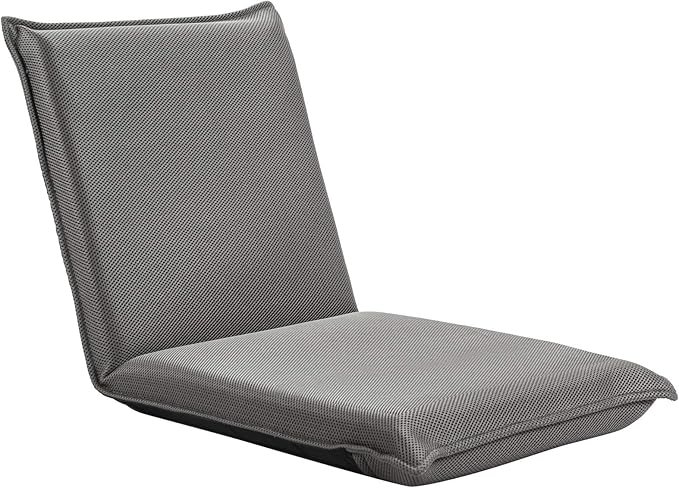 GOFLAME Adjustable Floor Chair 6-Position Folding Padded Gaming Sofa Chair Cushioned Back Support Lazy Sofa for Reading Meditation Games (Grey)