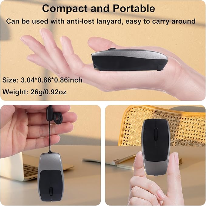 Bluetooth Mouse Rechargeable Portable Mini Computer Mice with TF Card Reader 3 Adjustable DPI Optical Lightweight Silent Wireless Mouse for Laptop Tablet Cell Phone Windows Mac OS Android iOS Grey