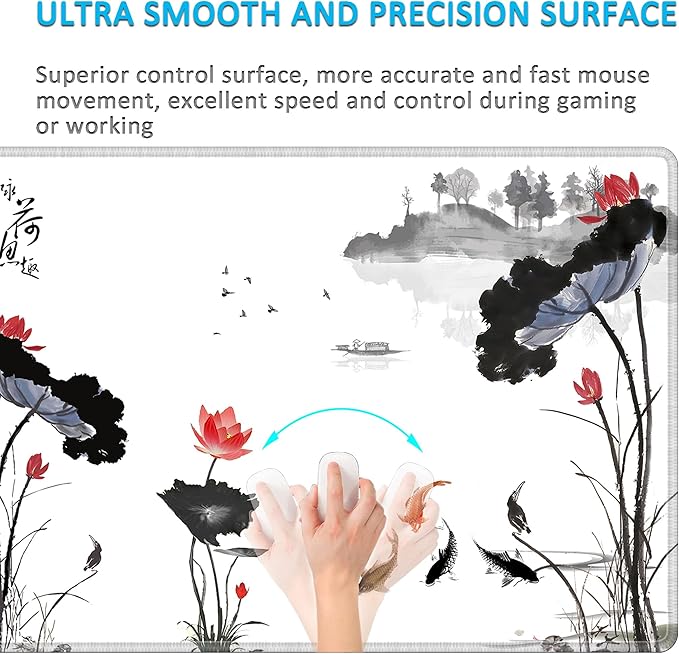 LL-COEUR XXL Landscape Gaming Mouse Pad Computer Keyboard Mat Office Desk Pad (Lotus 47.2 x 23.6 x 0.12)