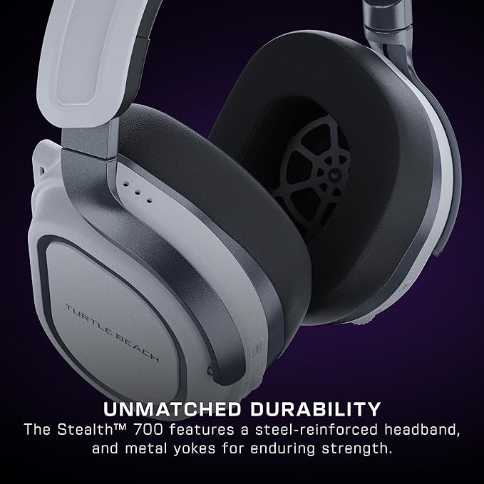 Turtle Beach Stealth 700 Gen 3 Wireless Multiplatform Amplified Gaming Headset for PS5 PS4 PC Mobile – 60mm Drivers AI Noise-Cancelling Mic Bluetooth 80-Hr Battery Dual Transmitters – White