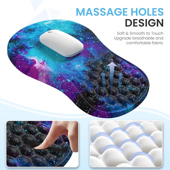 Desk Mat with Wrist Support Desk Pad for Keyboard and Mouse Purple Desk Mat Keyboard Pad and Mouse Pad Combo Carpal Tunnel Mousepad Gaming for Office Galaxy Space Purple Nebula