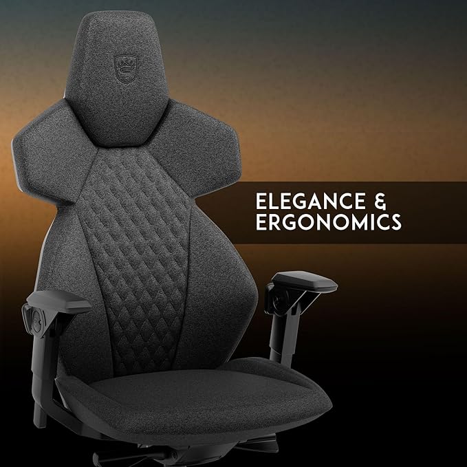 noblechairs Dawn TX Gaming Chair - Granite-Ergonomic Desk Chair with Folding Armrests Synchronous Mechanism Fabric Cover Lumbar Support Universal Wheels
