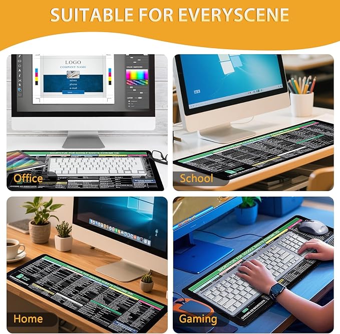 Mouse Pad with Shortcuts for Google Sheets Cheat Sheet Mousepad - Chrome OSLarge Size XL Gaming Pad for Mouse and Keyboard High Definition Printing StitchingWashable Anti Slip