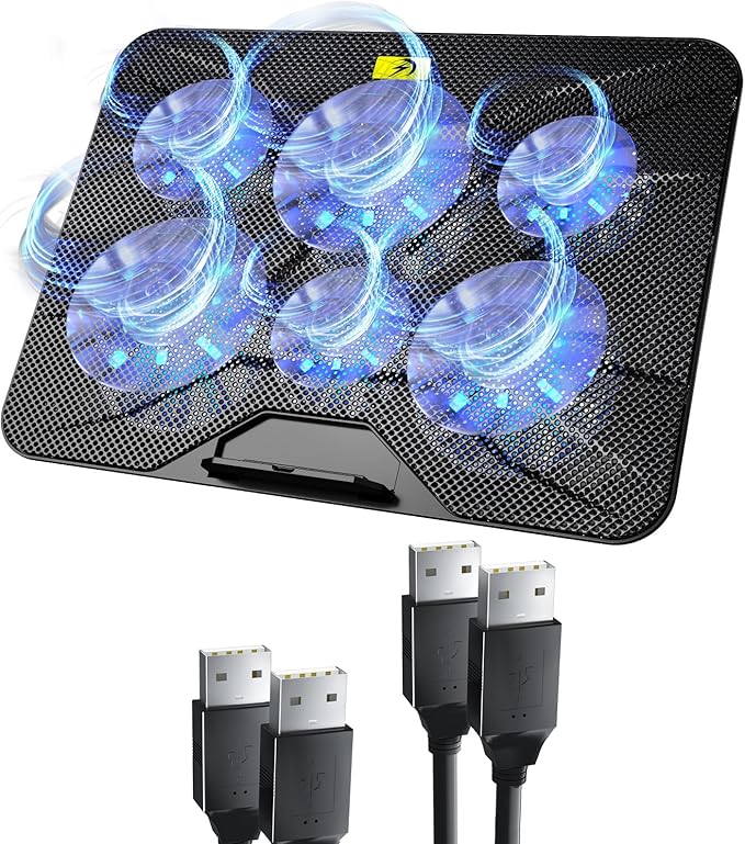 AICHESON 003 Blue Laptop Cooling Pad and 2 x 1.3m USB A to A Cables Set