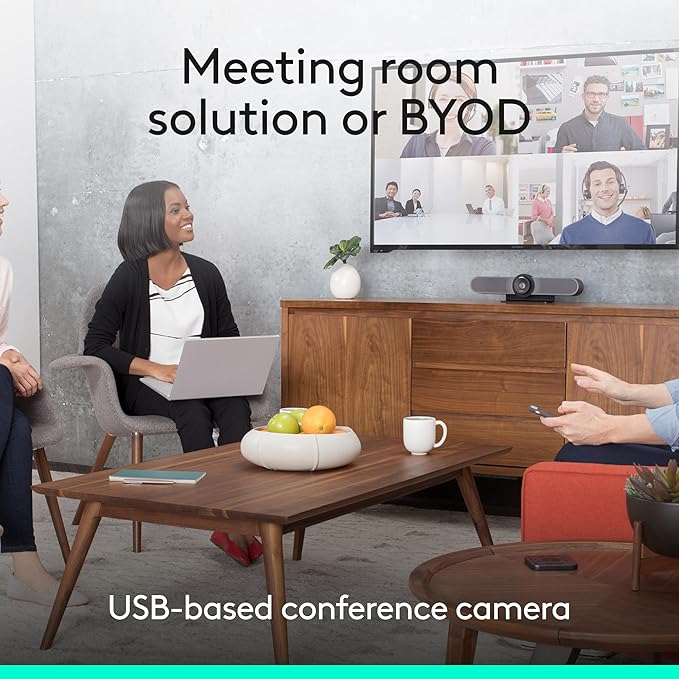 Logitech MeetUp Video Conferencing System Ultra HD 4K/1080p/720p 3 Microphones/Adjustable Speakers Wide Field of View 120° PC/Mac/Laptop/MacBook/Tablet - Black