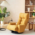 Yellow Teddy Swivel Floor Gaming Chair - Ergonomic 5-Level Adjustable Backrest Gamer Chair with Armrest &amp Phone Holder Lounge Gaming Chairs with Side Pockets for Kids &amp Adults