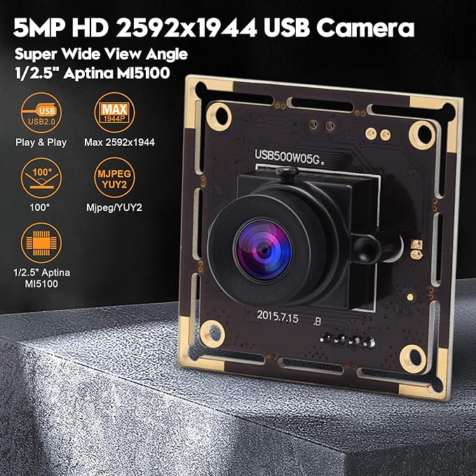 SVPRO 5MP USB Camera Module for 3D Printer Without Distorition Aptina MI5100 Sensor High Color SaturationUSB Plug and Play for PCLaptop