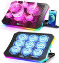 KeiBn 8 Fans Blue &amp 6 Fans Purple Laptop Cooling Pad Laptop Cooler for 15.6-17.3 Inch Laptops with 7 Height Stands 2 USB Ports10 RGB Modes