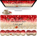 Large XXL Gaming Desk Mat 31.5x 11.8 Ergonomic Keyboard Wrist Rest &amp Mouse Pad Wrist Rest + Coaster Set Non-Slip Base Memory Foam Office and Home Christian Psalm 46:10