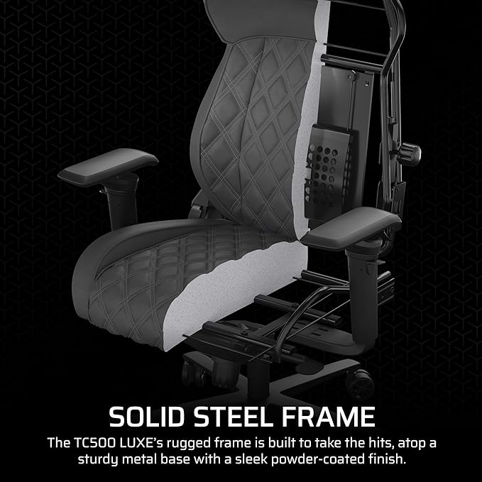 Corsair TC500 Luxe Gaming Chair – Premium Breathable Fabric – Wide Seat – Five-Way Adjustable Armrests – Adjustable Built-in Lumbar Support – 90-135 Degree Recline – Frost