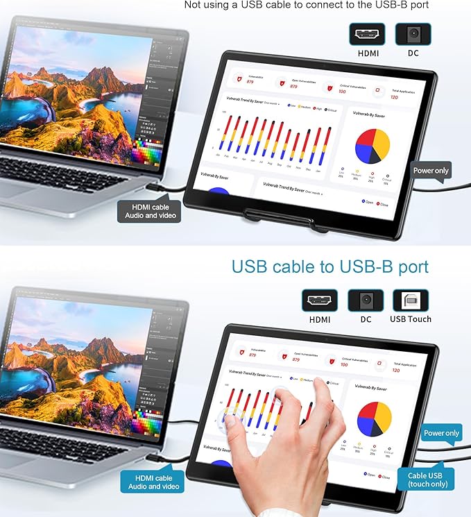 15.6 Portable Touchscreen Monitor FHD 1920×1080 IPS Ra Pi Touch Screen Monitor for Laptop HDMI VGA DVI 10-Point Touchable Display Support VESA Mount for Laptops PC Pi POS Kiosk Home Industrial