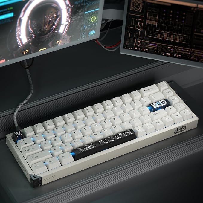 Defender 68 PC Gaming Keyboard Wired 0.01mm Precision Magnetic Switch Hot Swappable PBT Keycaps RGB 128K Polling Rate IP57 Full Aluminum CNC Housing Compatible with Mac(White)