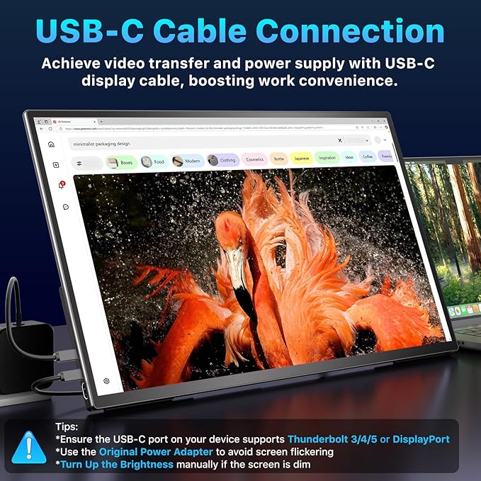 Portable Monitor 21.5 inch FHD 110% sRGB 120Hz IPS HDR HDMI USB-C Travel Monitor for Laptop MacBook PC Surface PS5 Xbox Large External Display with Kickstand &amp Speakers VESA Compatible