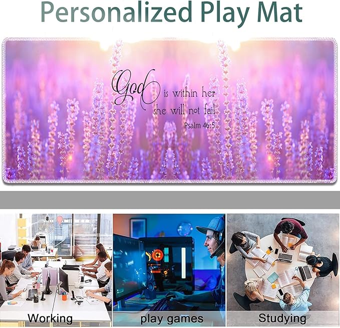 Large Gaming Mouse Pad + Keyboard Wrist Rest + Wrist Support + Coaster Set Memory Foam Ergonomic for Easy Typing XXL Extended Gaming Mouse Pad Table Pad - Quote Bible Verse Psalm 46:5