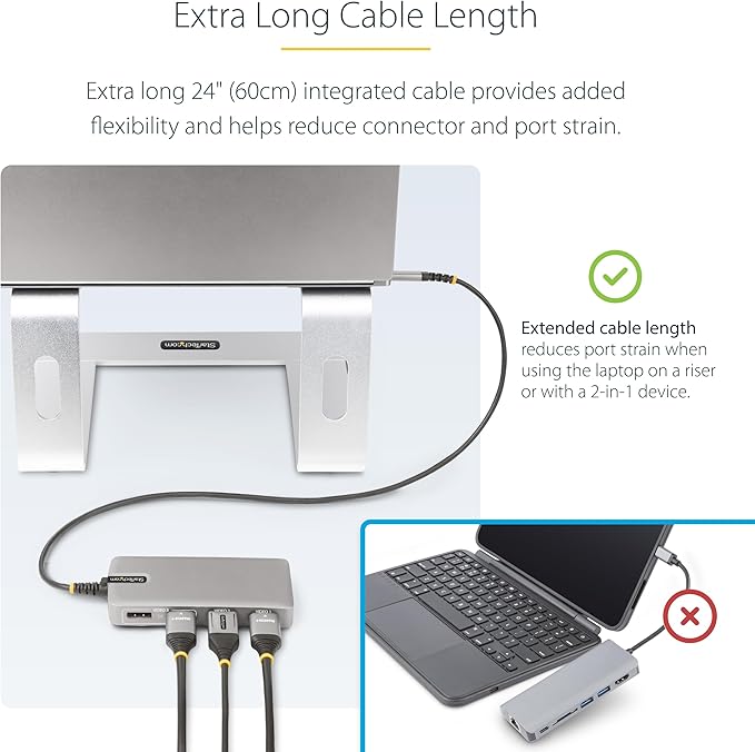 StarTech.com USB-C Docking Station for Windows and ChromeOS Triple 4K HDMI DP Video USB 10Gbps Hub 100W Laptop Charging GbE