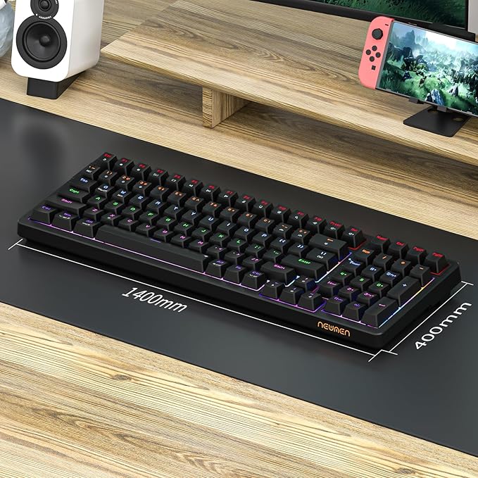 Newmen GM328 Gaming Mechanical Keyboard18 LED Backlit Effects 100 Keys Wired Mechanical Keyboard with Linear Red Switch Double-Shot KeycapsGaming Keyboards Compact Design for Gamers and Work