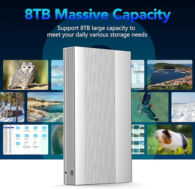 7.68TB U.2 Portable External Solid State DriveUSB 3.2x1 Up to 1070MB/sReliable Storage Compatible with Windows MacTablet Labtop