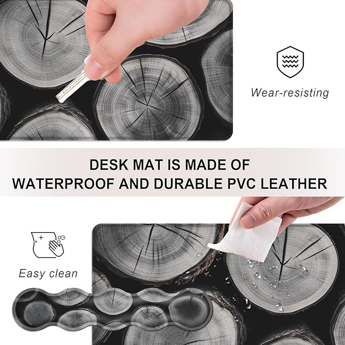Mouse PadLarge Desk Mat Set 4in1 XL Mousepad + Keyboard Wrist Rest+Mouse Wrist Rest+Coaster with Ergonomic Desk Pad for Home Office Table Computer Cover -Rustic Wood