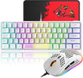 60% Gaming Keyboard and Mouse Combo Samll Mini RGB LED Backlight Mechanical Feeling and RGB 6400 DPI Honeycomb Optical MouseGaming Mouse pad for Gamers and Typists