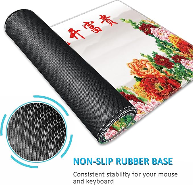 LL-COEUR XXL Landscape Gaming Mouse Pad Computer Keyboard Mat Office Desk Pad (Peacock 47.2 x 23.6 x 0.12)