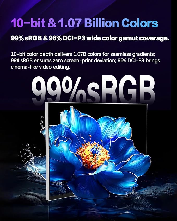 P27D 27 inch FHD (3840 x 2160) 4K 144HZ Gaming Monitor IPS Black Panel 1.07 Billion Colors 99% sRGB 5msHDR10G-Sync FreeSyncHDMIDPVESA178° Viewing Angle (Minimalist - with Stand)
