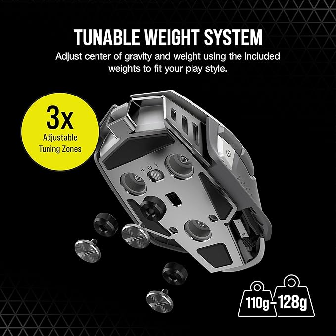 Corsair M65 RGB Ultra Wireless Tunable FPS Wireless Gaming Mouse - Sub-1ms Slipstream Wireless Technology 26000 DPI Optical Sensor Up to 120 Hours of Battery Life 8 Programmable Buttons - White
