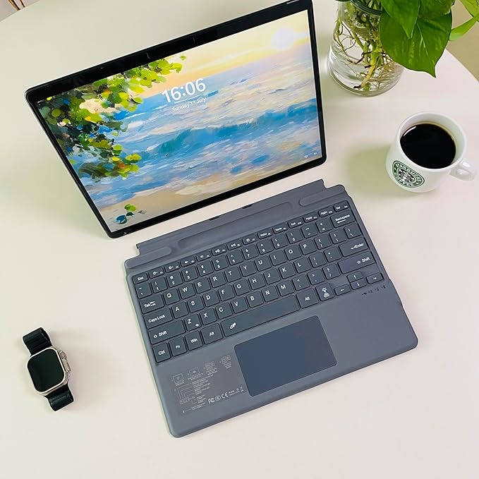 mobee Keyboard for Microsoft Surface Pro Copilot+ (11th Edition) / Pro 11/10 / 9/8 / X 13 inch Detachable Type Cover with Touchpad Pen Holder (Gray No Backlit)