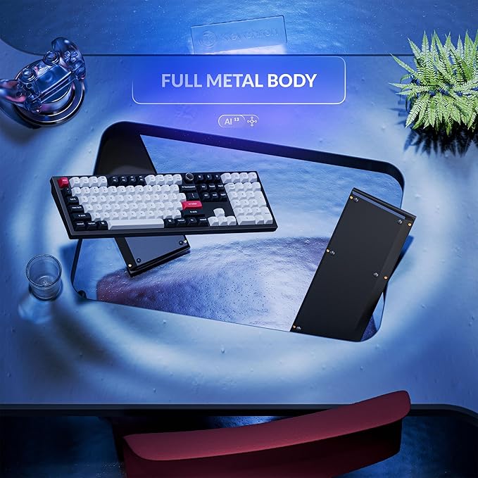 Keychron Q6 HE QMK Wireless 2.4 GHz Custom Keyboard Rapid Trigger Bluetooth 100% Full-size with Hall Effect Gateron Double-Rail Magnetic Switches PBT Keycaps Aluminum Compatible for Mac Windows Linux