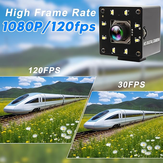 USB Camera 120fps 4K Autofocus IR Cam Day and Night 100 Degree No Distortion Lens Lightburn UVC Compatible Plug and Play for Windows Mac OS Jetson Nano