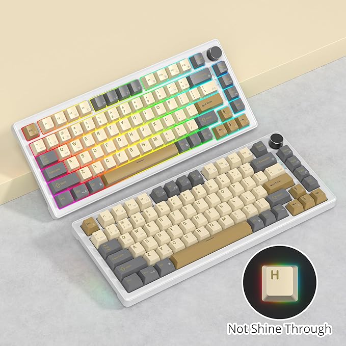 75% Wired Gaming Keyboard Hot Swappable Gasket Mount White Switch 82 Keys TKL Mechanical Keyboard NKRO Creamy for PC Laptop Windows Gamer (Glimmer)