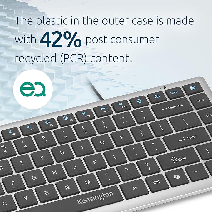 Kensington KB415 USB-C Wired Compact Keyboard Quiet Scissor-Switch Keys Programmable Copilot Hotkey Compatible with Windows Black (K75411NA)
