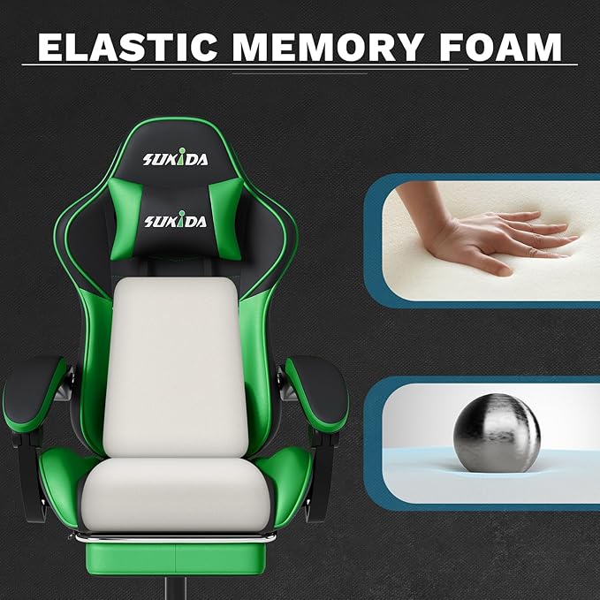 Ergonomic Video Gamer Chairs Gaming Computer Chair Gamer Chairs for Adults Massage Lumbar Support Swivel Height Adjustable Headrest Backrest
