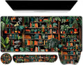 Mouse Pad with Wrist Support 4 in1 Set XXL Big Game Mousepad + Keyboard Wrist Rest + Mouse Wrist Rest Pad +Coaster Gaming Mat for Home Office Work Computer Laptop PC I Green Vine Book Forest