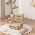Floor Gaming Chair for Adults 6-Position Adjustable Chaise Lounge Chair with Meditation Arm Foldable Lazy Sofa with Pillow Comfy Chair Indoor for Bedroom Dorm Living Room Beige