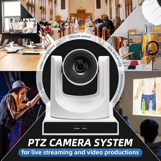 NDI PTZ Camera 30x Optical Zoom Live Streaming HDMI/PoE and USB Supports PTZ Camera for Church Conference Live Streaming