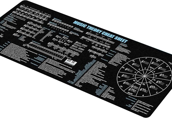 Music Theory Cheat Sheet Mouse Pad Mouse Mat Quick Reference for Music Students Composers Pianists Guitarists Teachers Essential Computer Accessories for Study Work and Reference Purposes KMH