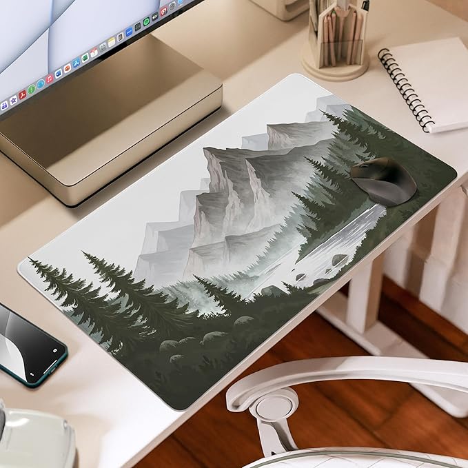 Sweet Jojo Designs Large Mouse Pad (Woodland Forest) Desk Mat for Keyboard and Mouse Pads Gaming Mousepad Office Desk Accessories for Women &amp Men (Hunter Green Nature Themed Watercolor Pine Tr