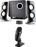 Cyber Acoustics CA-3610 2.1 Multimedia Speaker System with Subwoofer and Premium USB Microphone with Dual Recording Patterns Great for Gaming