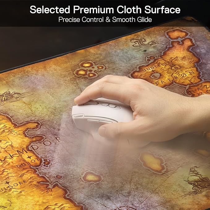 Blizzard Gaming Mouse Pad XXL Desktop Keyboard Mat Wow Themed Symbol Cloth Cover with Stitched Edge Smooth Tracking &amp Stability Never-Slip Rubber 23.6 * 15.7in (Yellow)