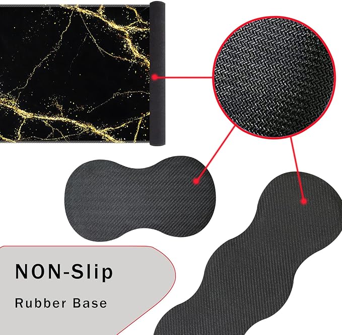 Keyboard Wrist Rest and Mouse Pad with Wrist Support Set Ergonomic CoasterMemory FoamEasy Typing Pain ReliefLarge XL Desk Mat 31.5x 11.8Black Marble
