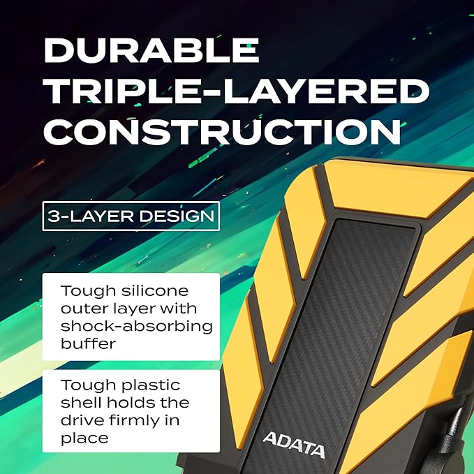 ADATA HD710 Pro - 1 TB External Hard Drive - Shockproof Waterproof &amp Dustproof - Durable Storage - For Gamers Students &amp Professionals - Mac PC &amp Linux Compatible - Yellow - AHD710P-1TU