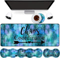 4 in 1 Mouse Pad Combo Large Gaming Mouse Pad + Keyboard Wrist Support + Mouse Wrist Rest + Coaster Table Pad with Stitched Edge Memory Foam Ergonomic Wrist Pad Set Chaos Coordinator