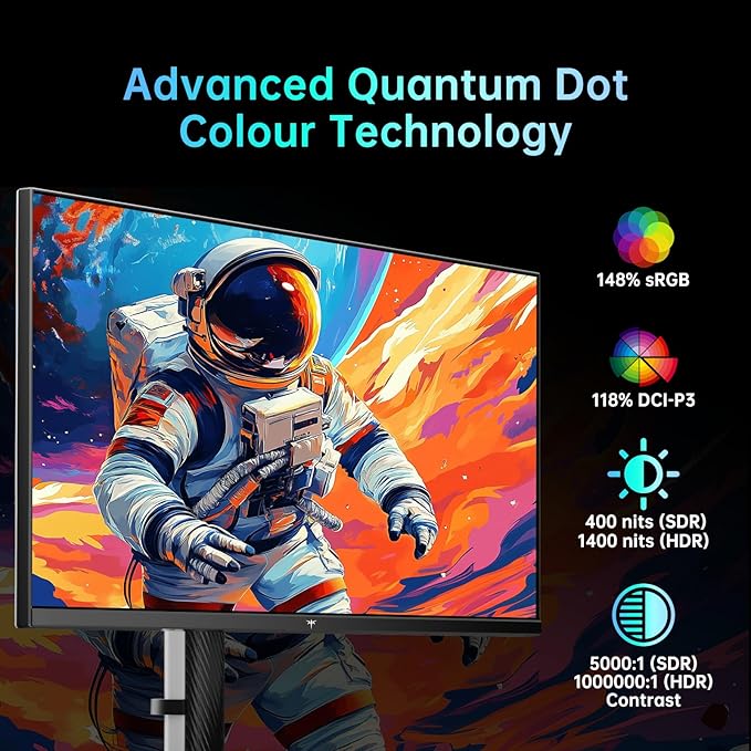 KTC Mini LED Monitor 27 Inch | Gaming Monitor | 2K@180Hz QHD (2560x1440P) | VESA Display HDR1400 | 1ms | FreeSync/G-Sync | 148% sRGB HDMIx2 DPx1 Vertical and Wall Mounting Support White(Renewed)
