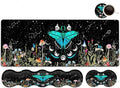 Large Mouse Pad Ergonomic Mouse Wrist Support + Keyboard Wrist Rest Set+ Extended Gaming Mouse Pad Moth Moon Phase Witchy Office Desk Mat Black Writing Mat Laptop Protector Accessories Desk Pad